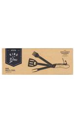 Portable and Detachable BBQ 5-in-1 Multi-Tool with Wood Handles & Stainless Steel Utensils