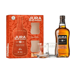 Jura 10 Year Old Single Malt Scotch Whisky 2 Glass Gift Pack 70cl